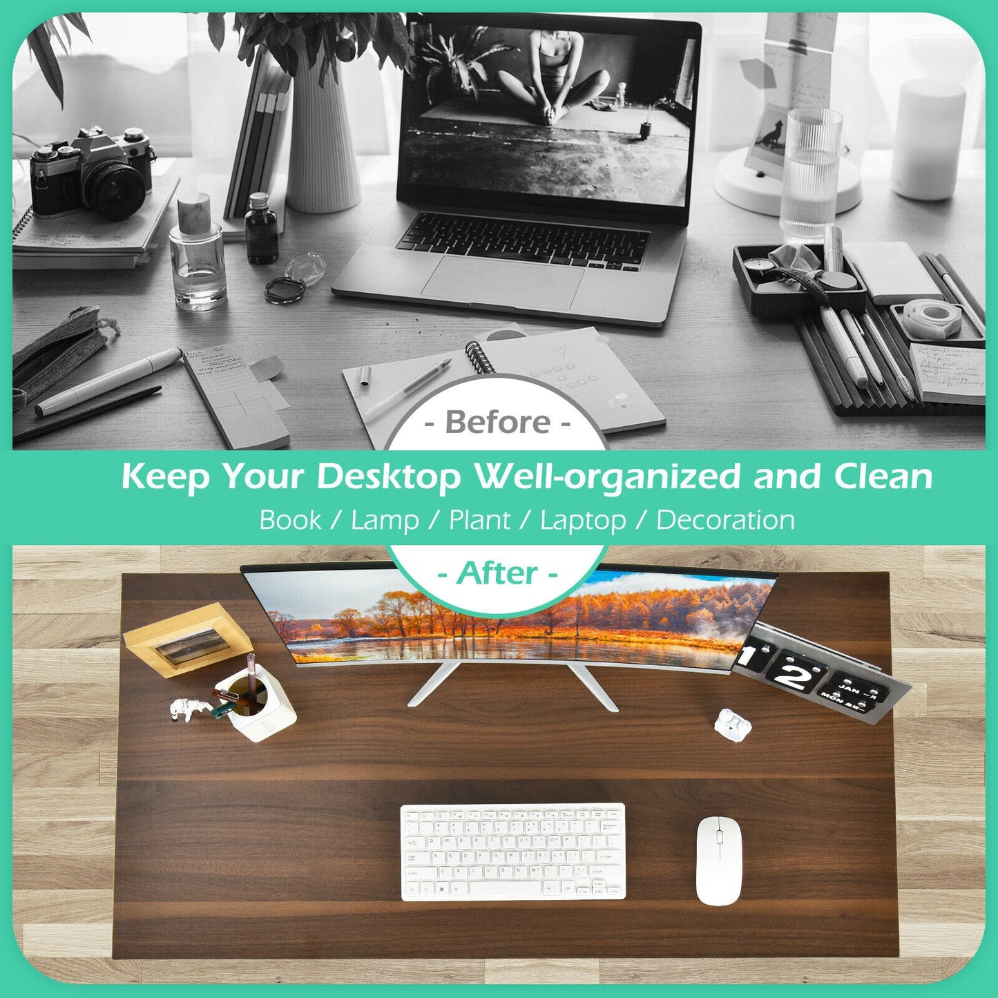 L Shaped Computer Desk and Writing Workstation for Home and Office-Coffee Kids Crystal