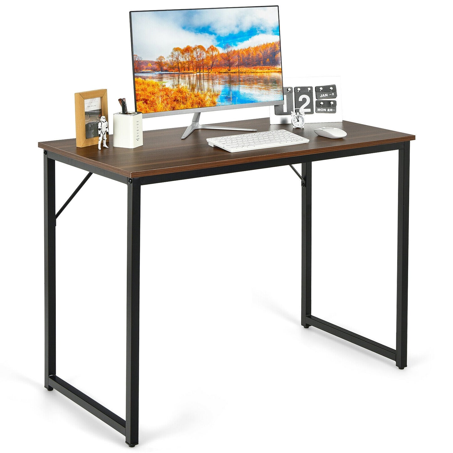 L Shaped Computer Desk and Writing Workstation for Home and Office-Coffee Kids Crystal