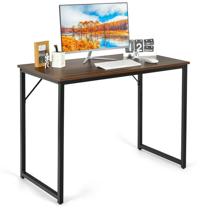 L Shaped Computer Desk and Writing Workstation for Home and Office-Coffee