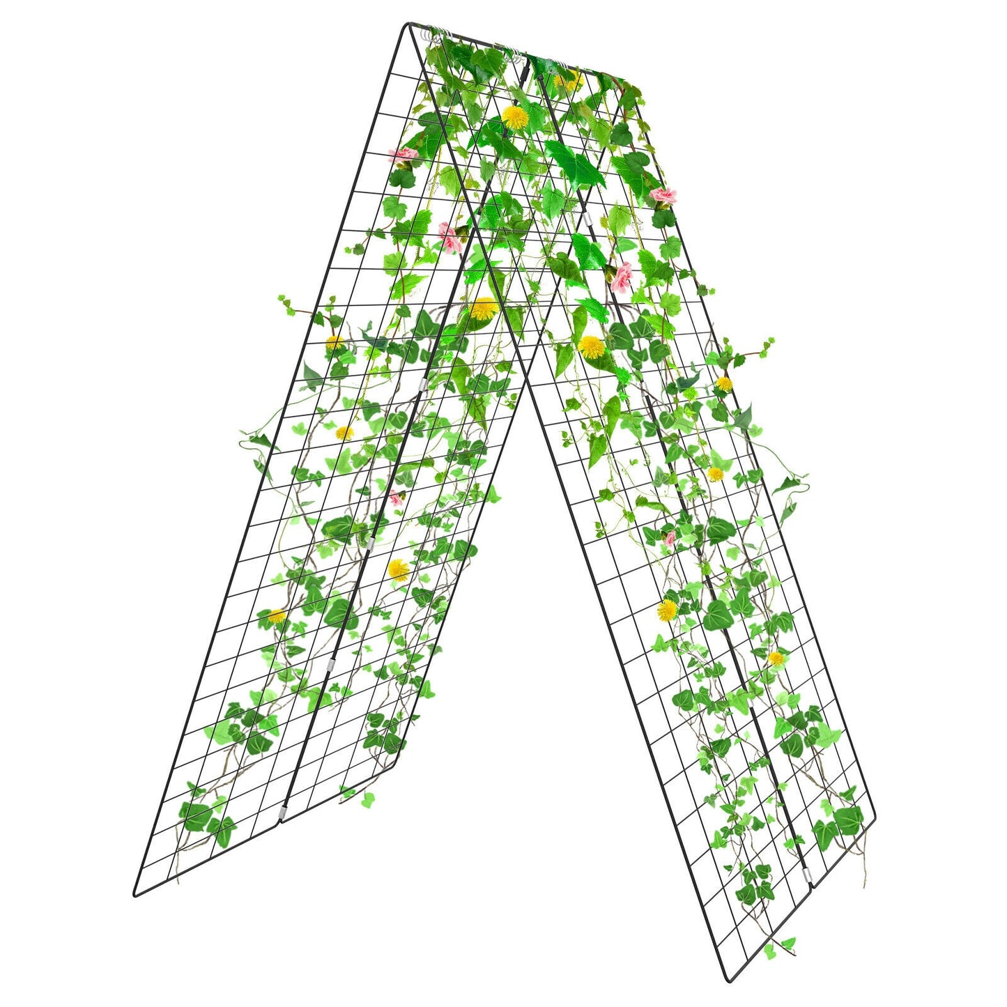 2 Pieces Foldable A-Frame Trellis Plant Supports with Twist Ties-Green Kids Crystal