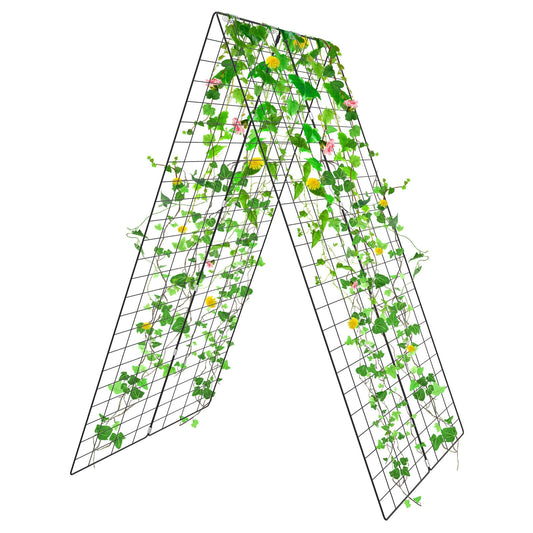 2 Pieces Foldable A-Frame Trellis Plant Supports with Twist Ties-Green Kids Crystal