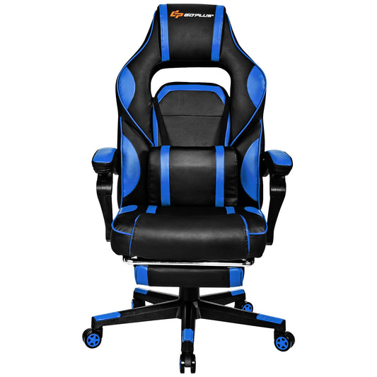 Massage Gaming Chair with Footrest and Lumbar Support Kids Crystal