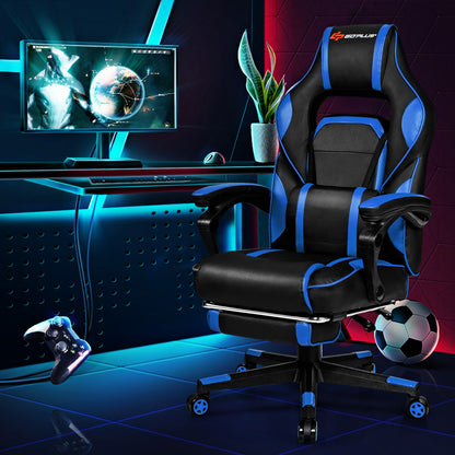 Massage Gaming Chair with Footrest and Lumbar Support