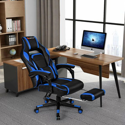 Massage Gaming Chair with Footrest and Lumbar Support