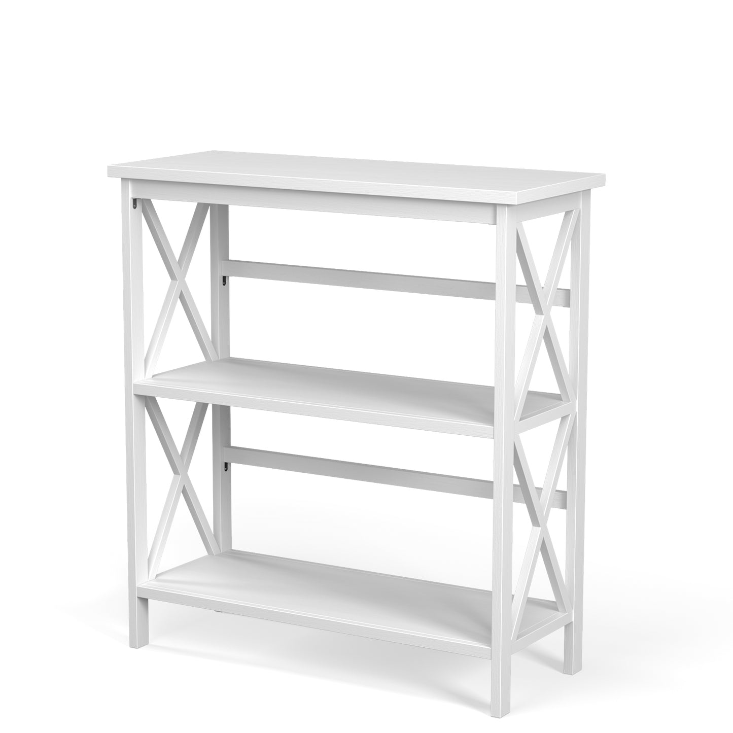 3-Tier Multi-Functional Storage Shelf Units Wooden Open Bookcase and Bookshelf-White Kids Crystal