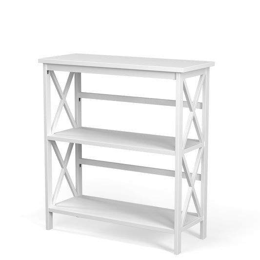 3-Tier Multi-Functional Storage Shelf Units Wooden Open Bookcase and Bookshelf-White Kids Crystal