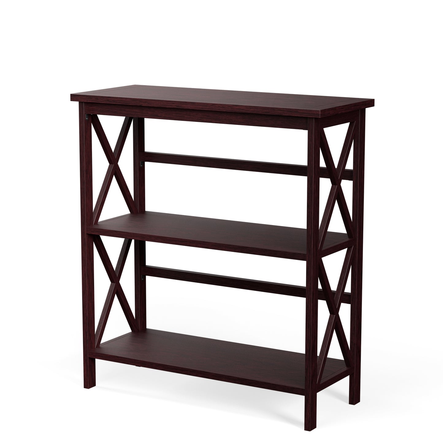 3-Tier Multi-Functional Storage Shelf Units Wooden Open Bookcase and Bookshelf-Dark Brown Kids Crystal