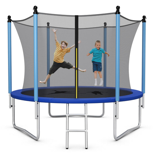 14 Feet Jumping Exercise Recreational Bounce Trampoline with Safety Net Kids Crystal