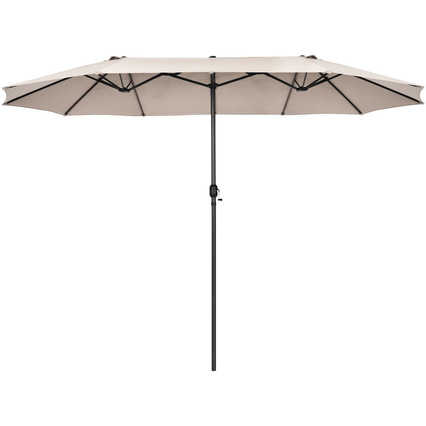 15 Feet Patio Double-Sided Umbrella with Hand-Crank System-Beige Kids Crystal