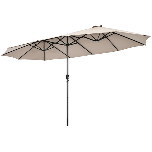 15 Feet Patio Double-Sided Umbrella with Hand-Crank System-Beige Kids Crystal