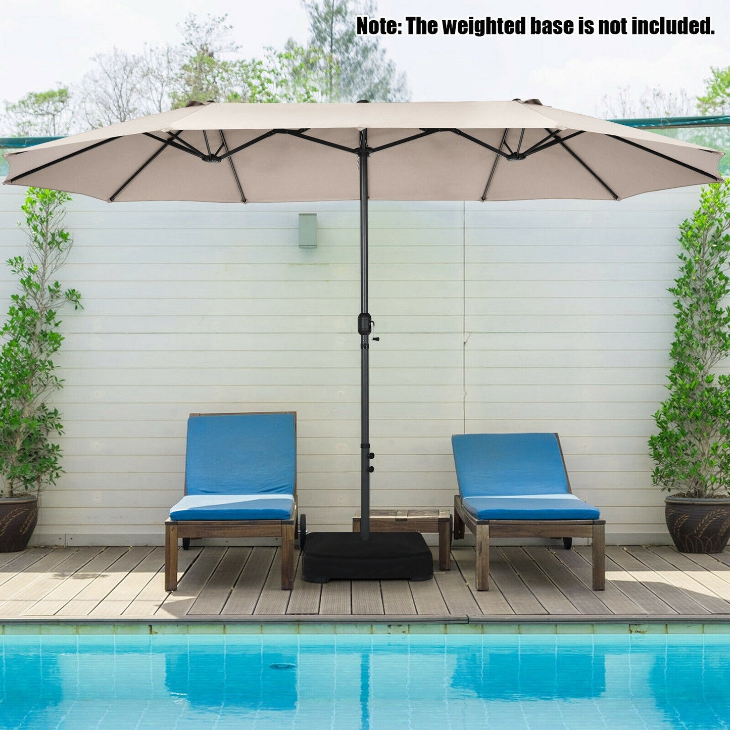 15 Feet Patio Double-Sided Umbrella with Hand-Crank System-Beige Kids Crystal
