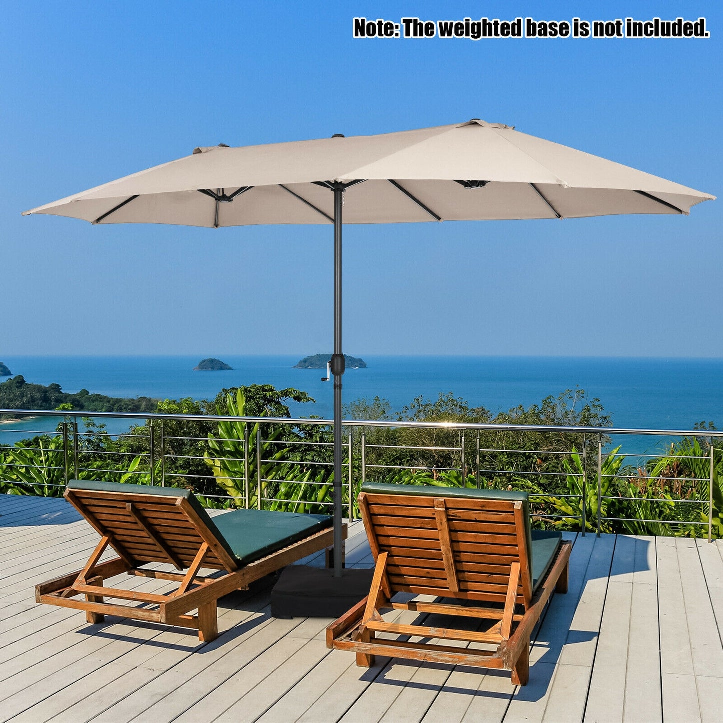 15 Feet Patio Double-Sided Umbrella with Hand-Crank System-Beige Kids Crystal
