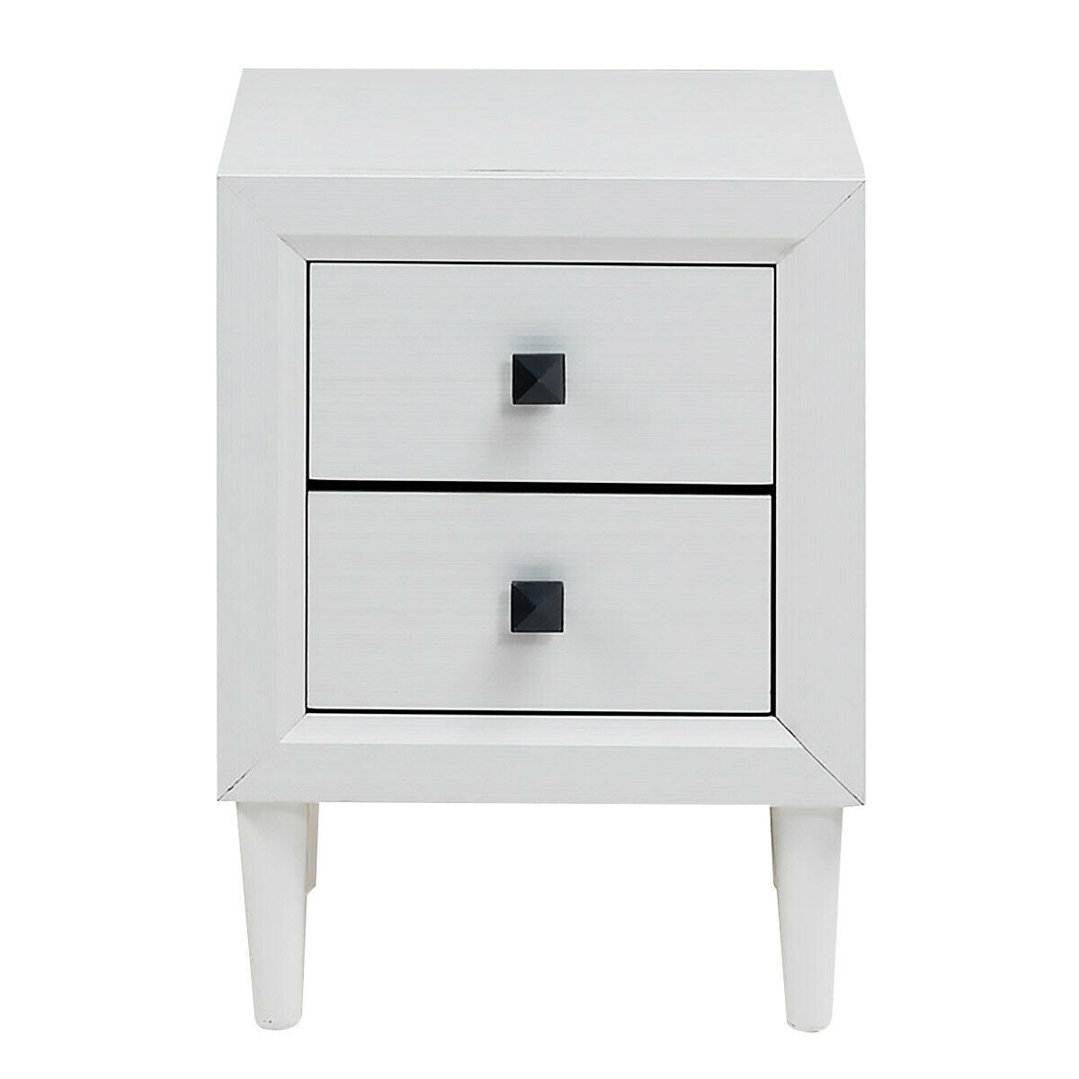 2Pcs Multipurpose Retro Nightstand with 2 Drawers-White Kids Crystal