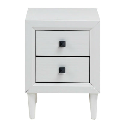 2Pcs Multipurpose Retro Nightstand with 2 Drawers-White