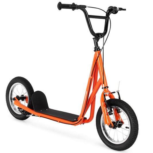 Height Adjustable Kid Kick Scooter with 12 Inch Air Filled Wheel-Orange Kids Crystal