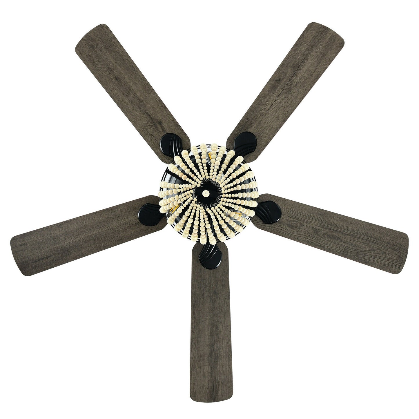 52 Inch Retro Ceiling Fan Light with Reversible Blades Remote Control-Black Kids Crystal