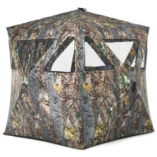 3 Person Portable Pop-Up Ground Hunting Blind with Tie-downs Kids Crystal