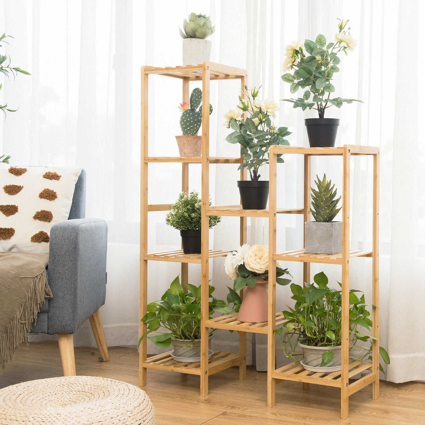 9/11-Tier Bamboo Plant Stand for Living Room Balcony Garden-9-Tier Kids Crystal
