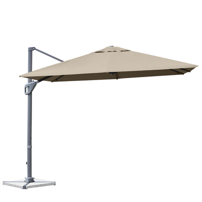 10 x 10 Feet Patio Offset Cantilever Umbrella with Aluminum 360-degree Rotation Tilt-Coffee