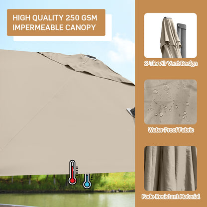 10 x 10 Feet Patio Offset Cantilever Umbrella with Aluminum 360-degree Rotation Tilt-Coffee