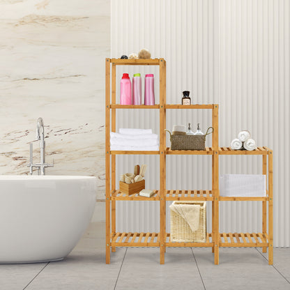 Multifunctional Bamboo Plant Shelf Display Organizer