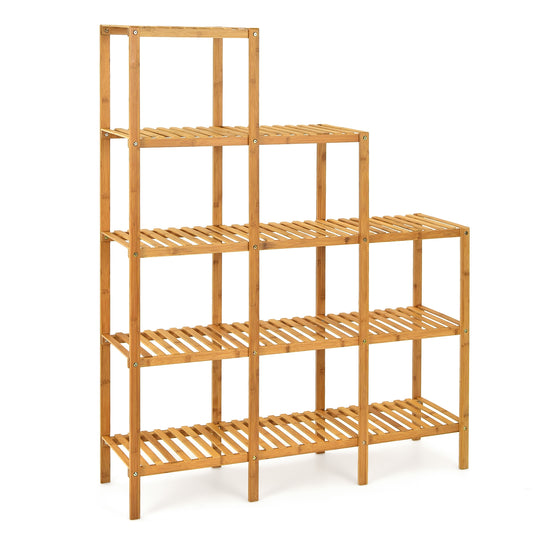 Multifunctional Bamboo Plant Shelf Display Organizer Kids Crystal