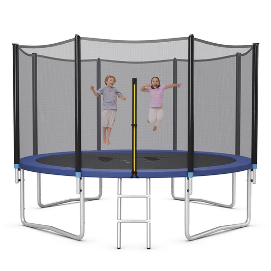 8/10/12/14/15/16 Feet Outdoor Trampoline Bounce Combo with Safety Closure Net Ladder-14 ft Kids Crystal