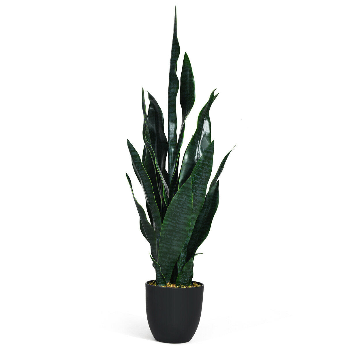 35.5 Inch  Indoor-Outdoor Artificial Fake Snake Plant Kids Crystal