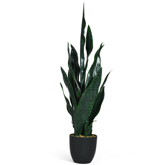 35.5 Inch  Indoor-Outdoor Artificial Fake Snake Plant Kids Crystal