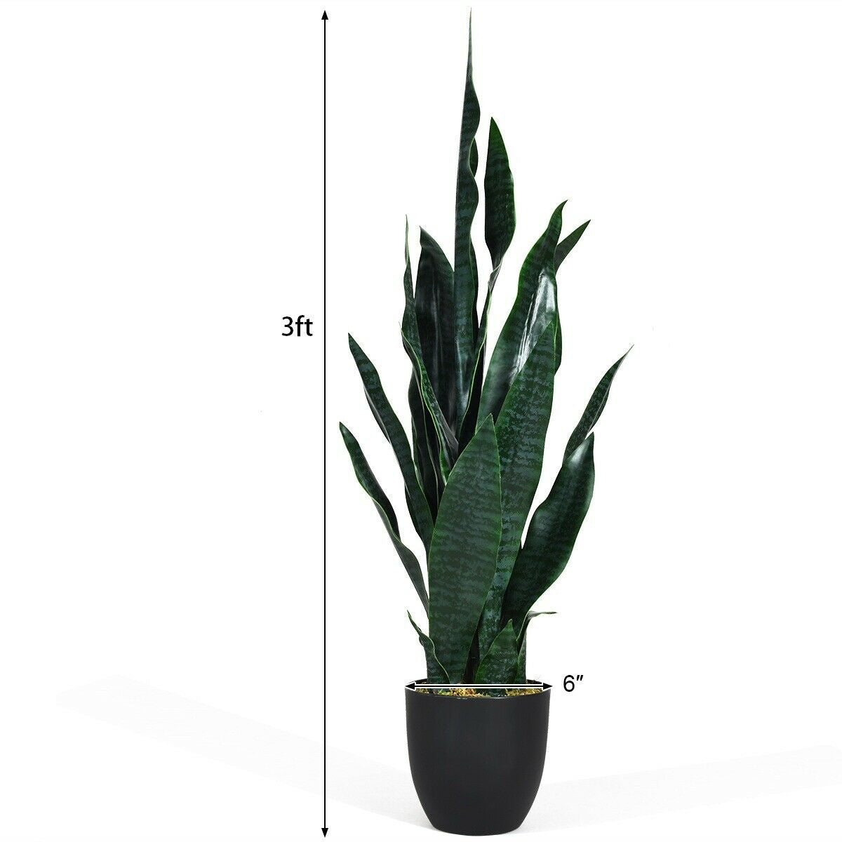 35.5 Inch  Indoor-Outdoor Artificial Fake Snake Plant Kids Crystal