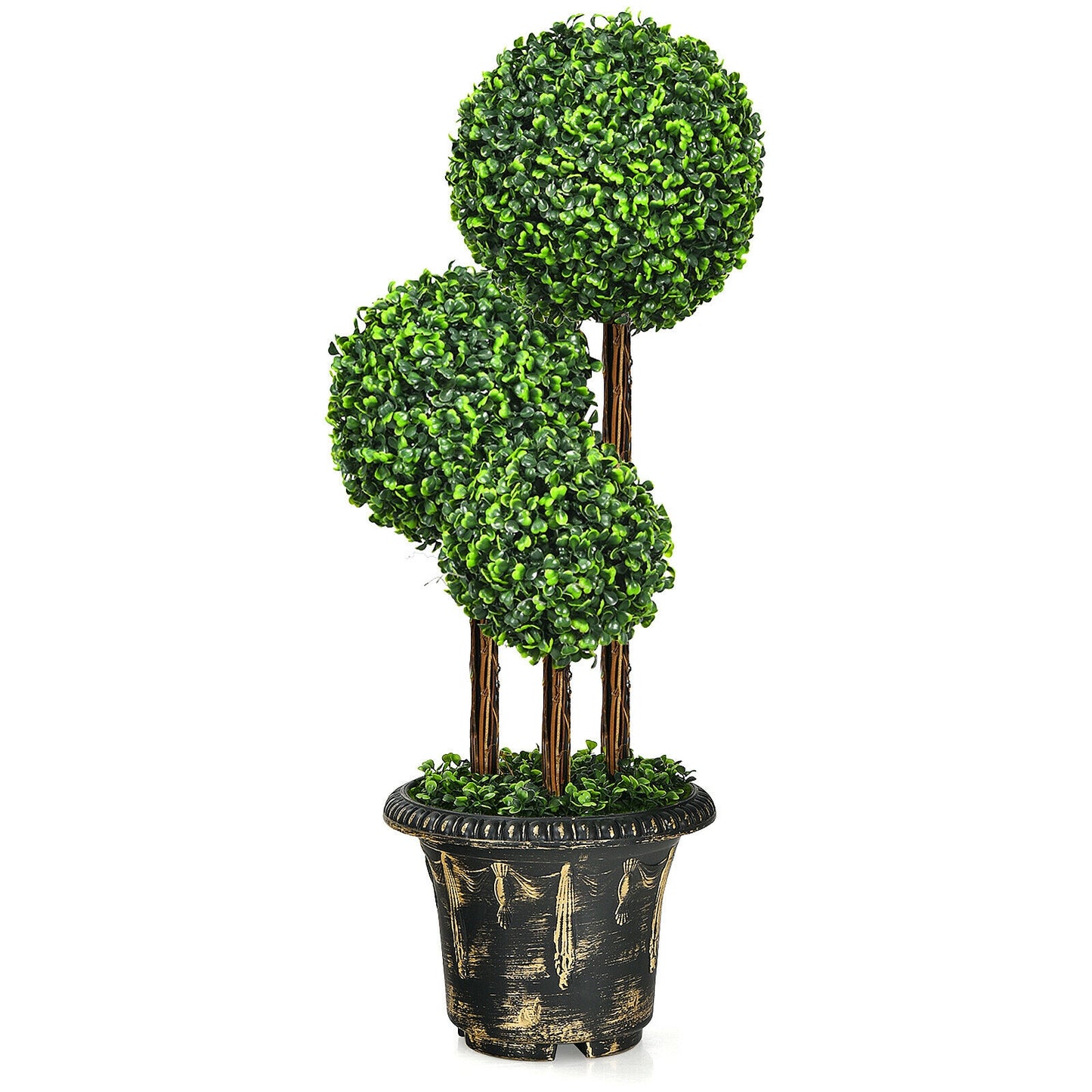 36-Inch Artificial Topiary Triple Ball Tree for Indoor and Outdoor Kids Crystal