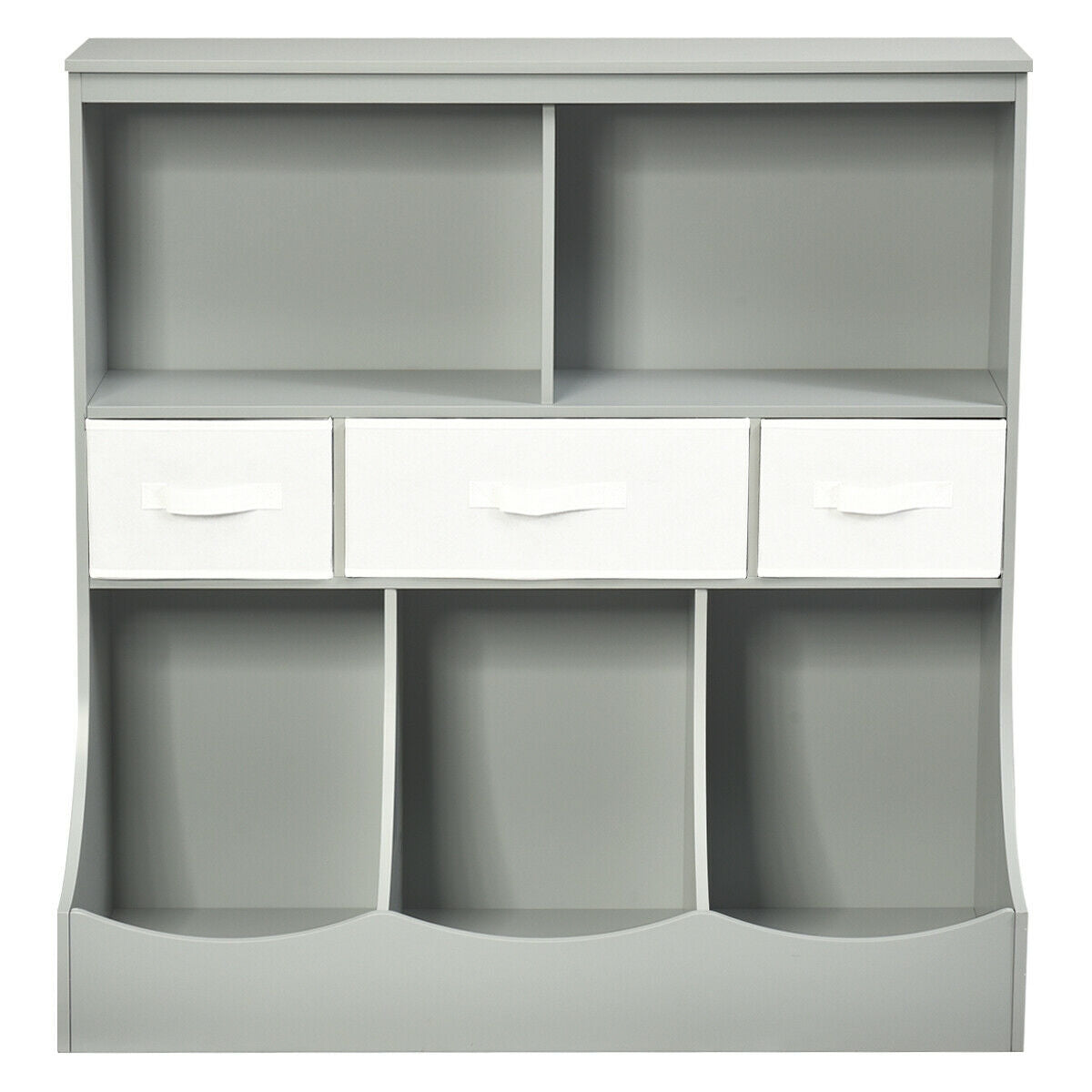 Freestanding Combo Cubby Bin Storage Organizer Unit W/3 Baskets-Gray Kids Crystal
