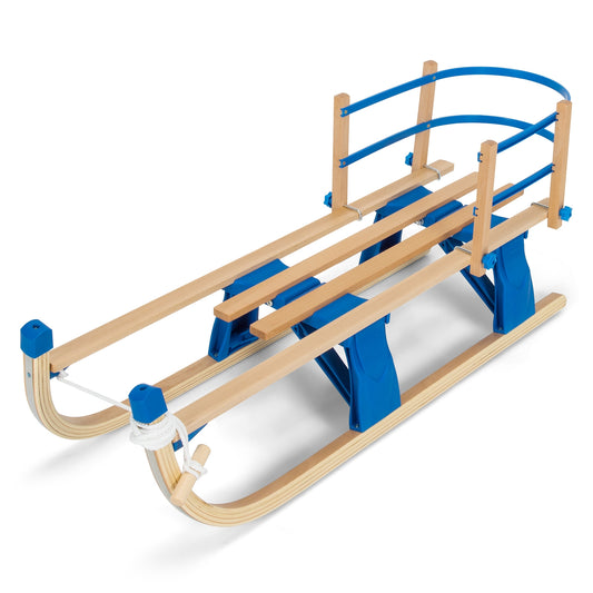 Folding Snowsled Portable Steering Slider with Pulling Ropes and Metal Rails Kids Crystal