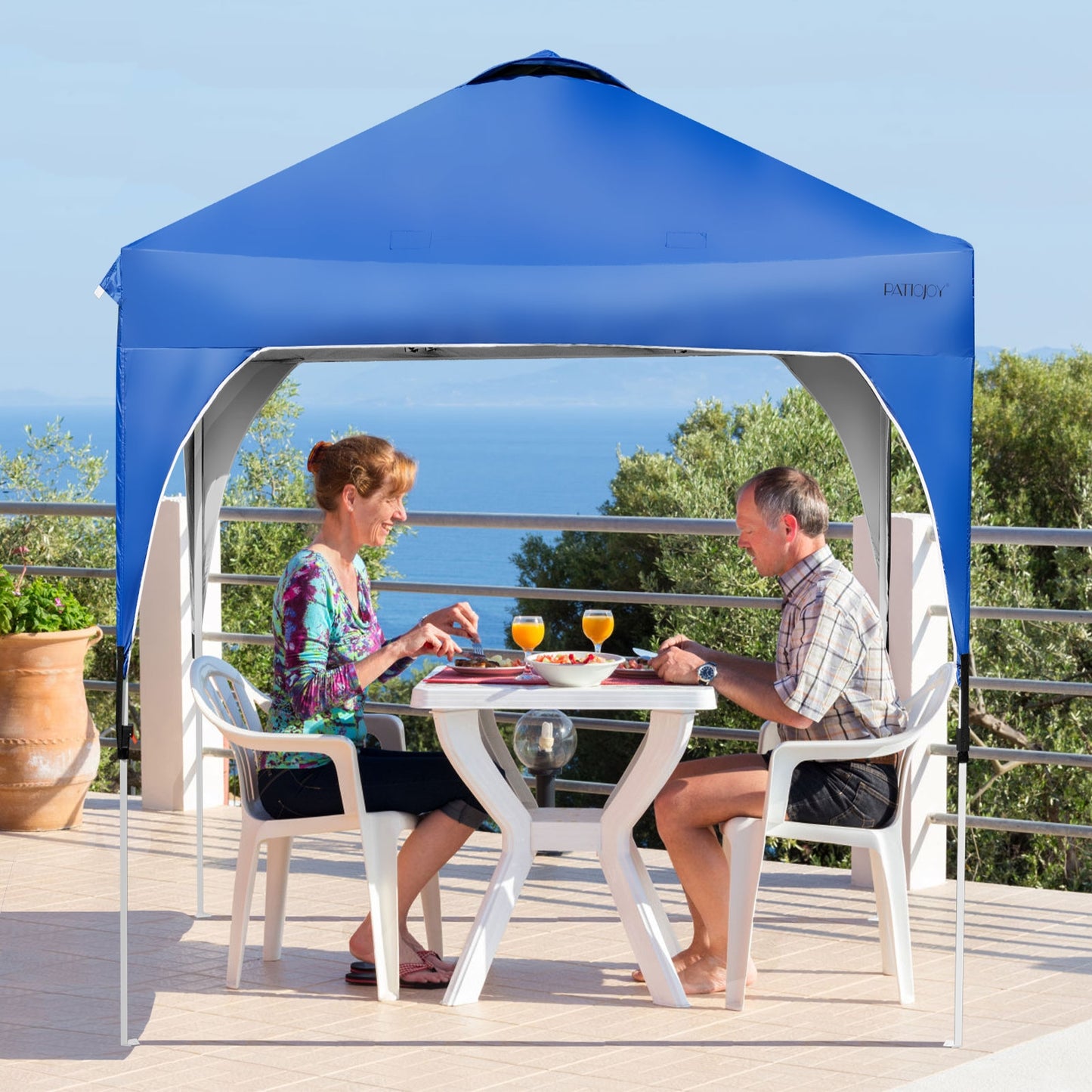 6.6 x 6.6 FT Pop Up Height Adjustable Canopy Tent with Roller Bag-Blue Kids Crystal