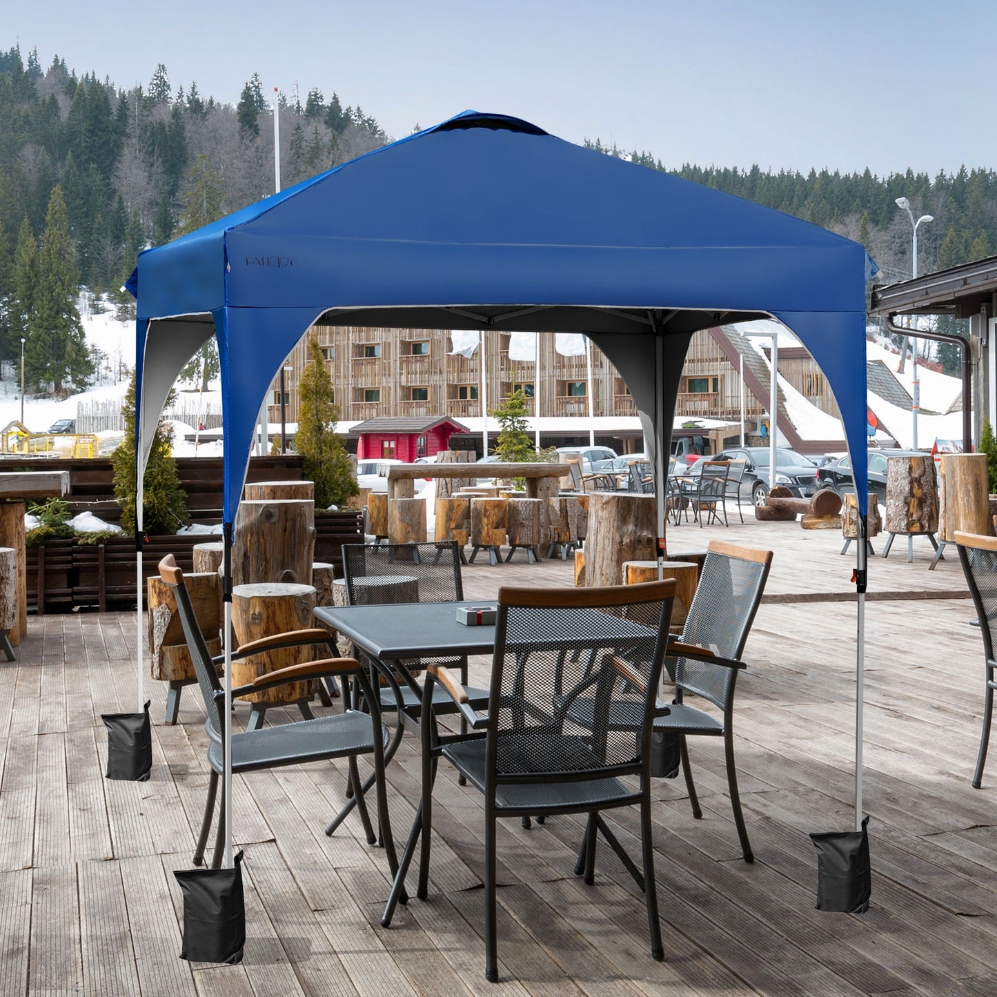 6.6 x 6.6 FT Pop Up Height Adjustable Canopy Tent with Roller Bag-Blue Kids Crystal