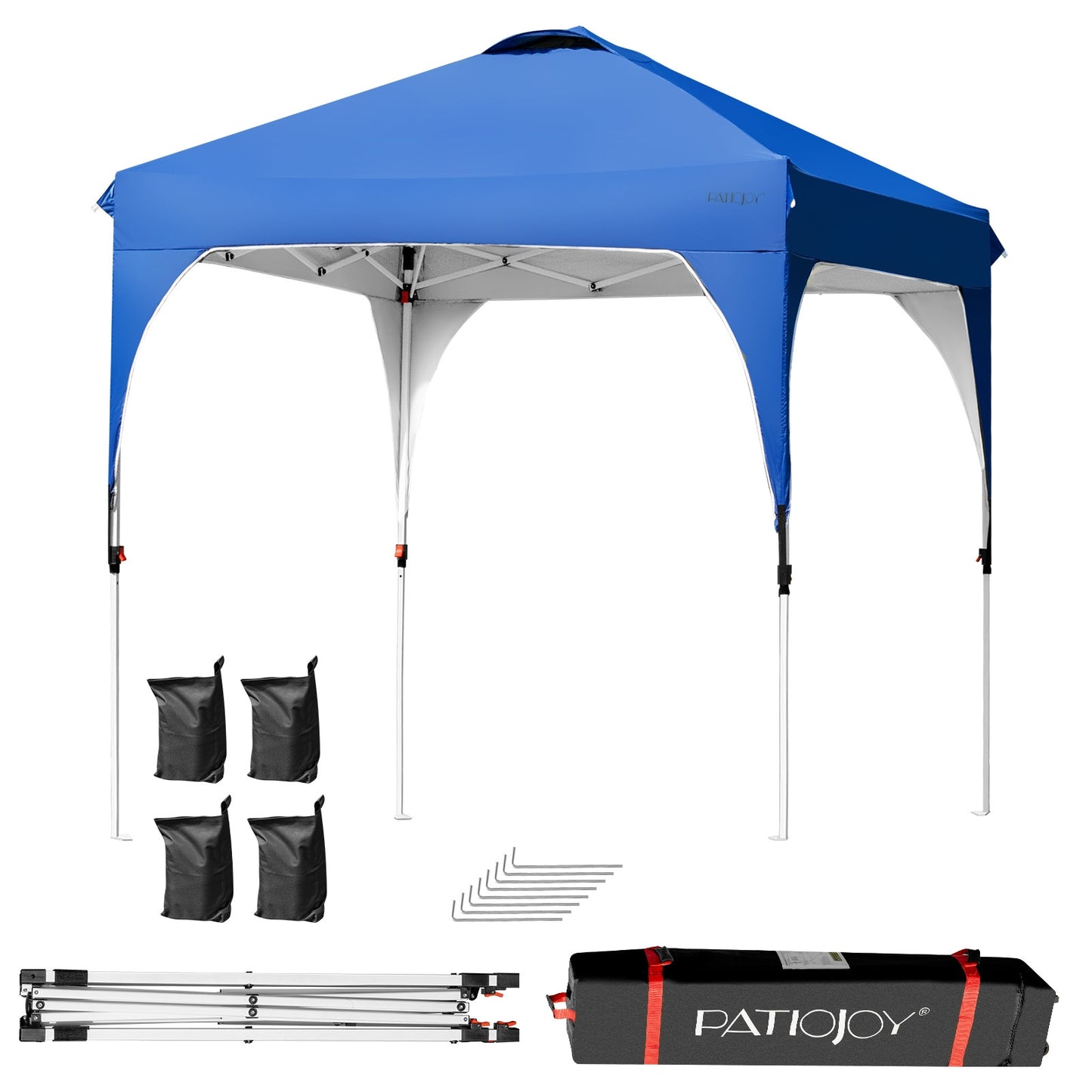 6.6 x 6.6 FT Pop Up Height Adjustable Canopy Tent with Roller Bag-Blue Kids Crystal