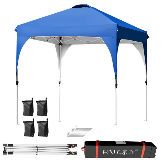 6.6 x 6.6 FT Pop Up Height Adjustable Canopy Tent with Roller Bag-Blue Kids Crystal
