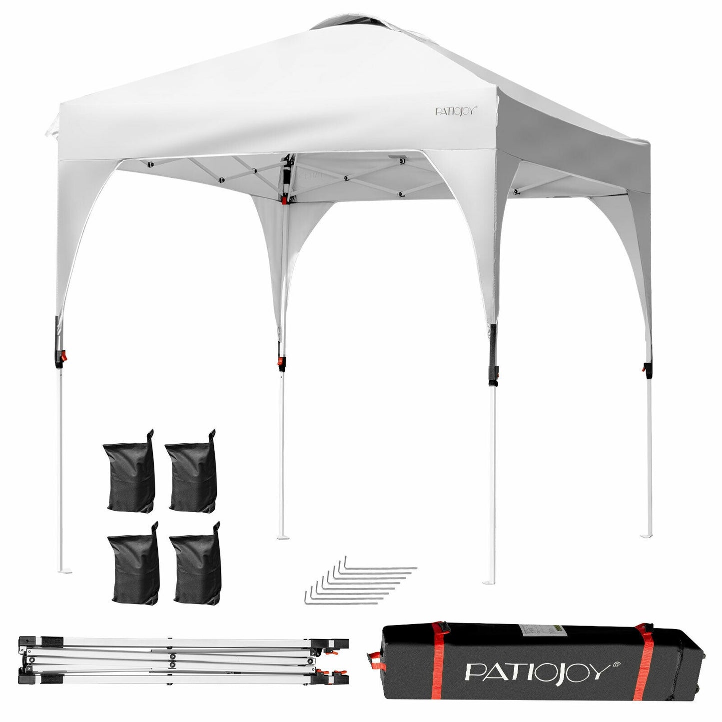 6.6 x 6.6 FT Pop Up Height Adjustable Canopy Tent with Roller Bag-White Kids Crystal