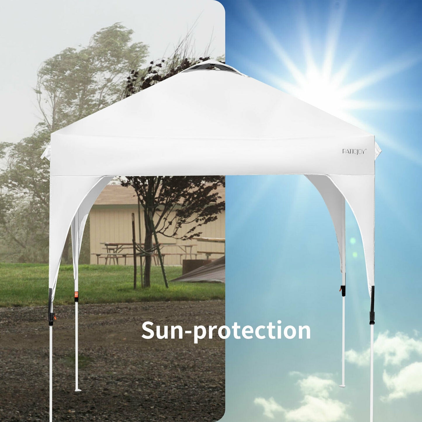 6.6 x 6.6 FT Pop Up Height Adjustable Canopy Tent with Roller Bag-White Kids Crystal