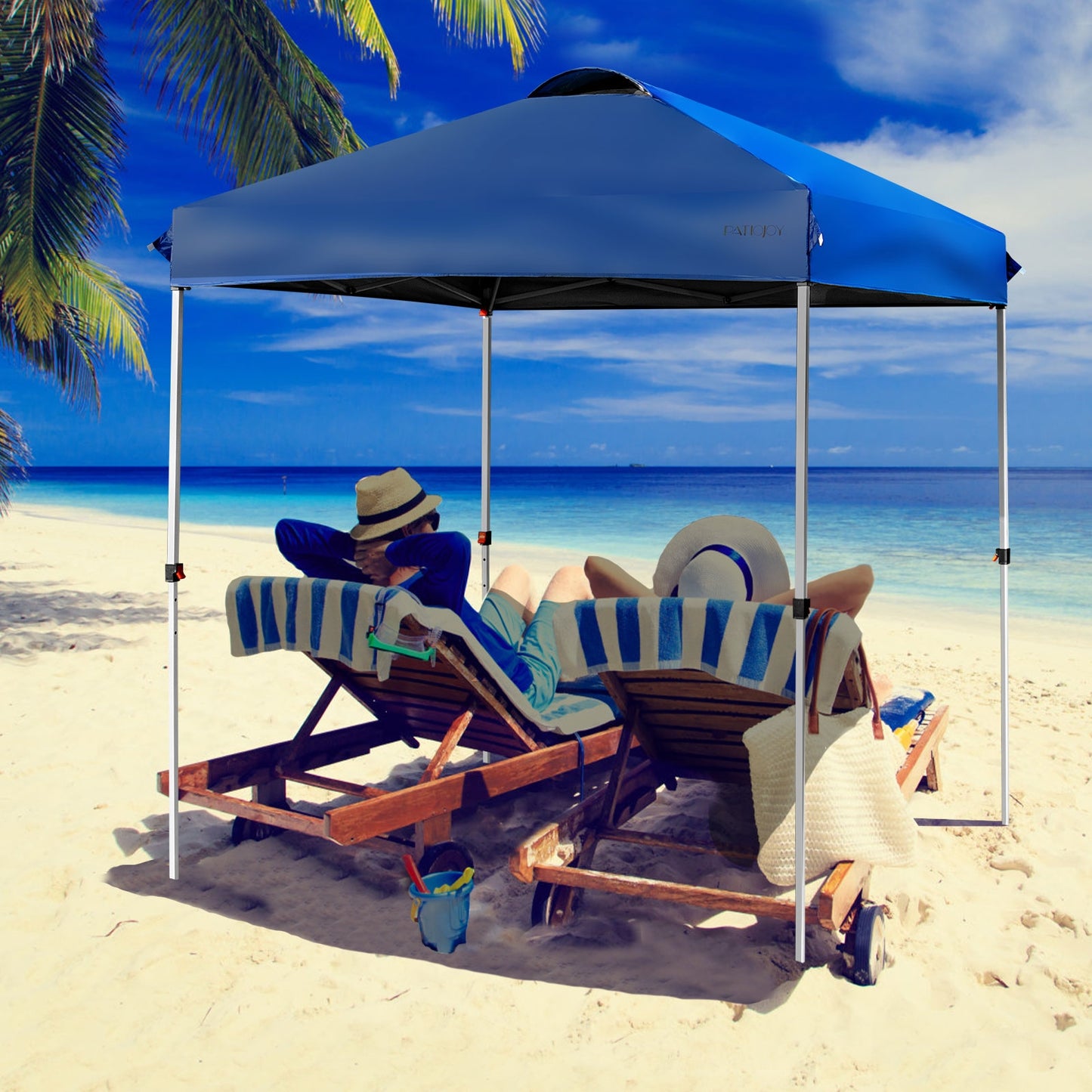 6.6 x 6.6 Feet Outdoor Pop-up Canopy Tent with Roller Bag-Blue Kids Crystal