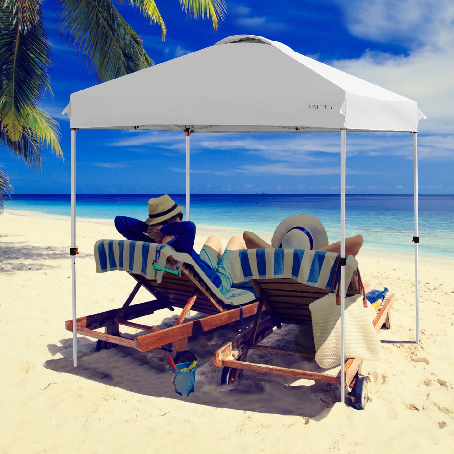 6.6 x 6.6 Feet Outdoor Pop-up Canopy Tent with Roller Bag-White Kids Crystal