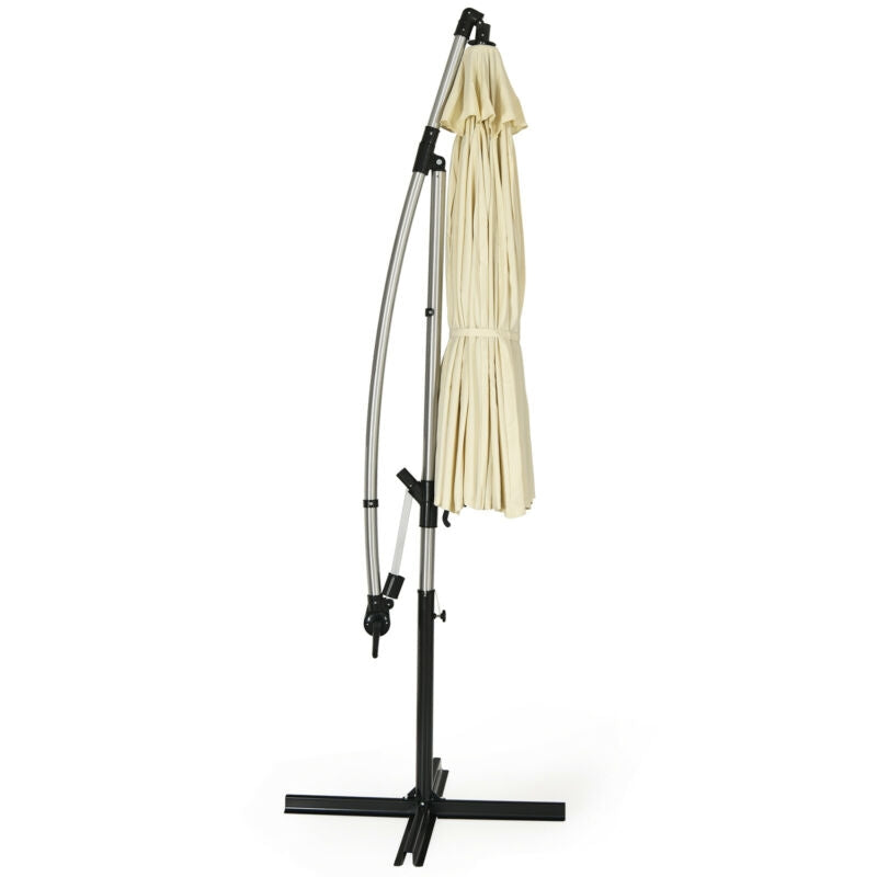10 Feet Patio Offset Umbrella Market Hanging Umbrella for Backyard Poolside Lawn Garden-Beige Kids Crystal