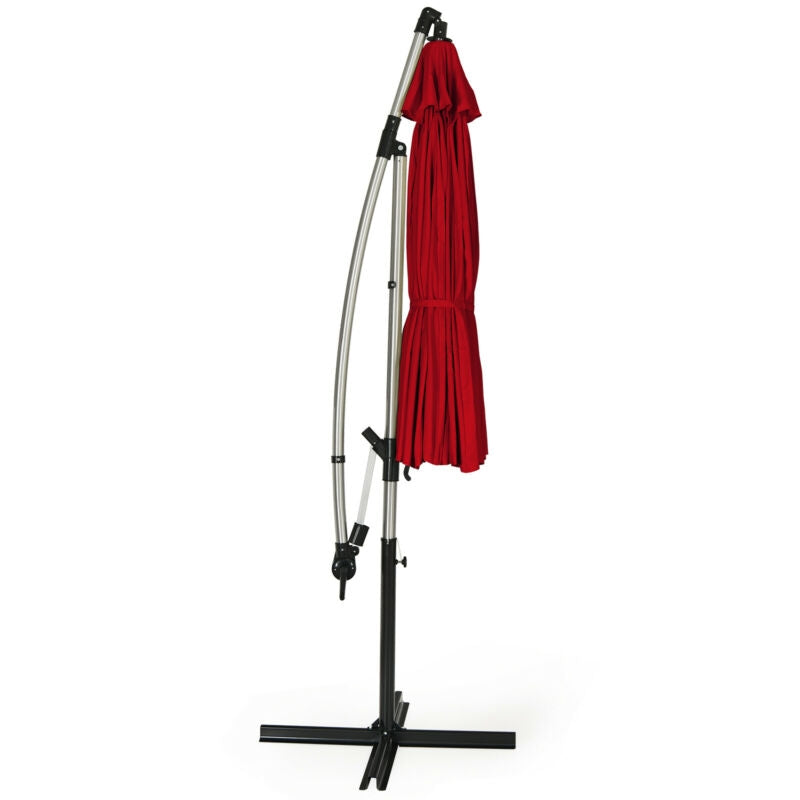 10 Feet Patio Offset Umbrella Market Hanging Umbrella for Backyard Poolside Lawn Garden-Burgundy Kids Crystal