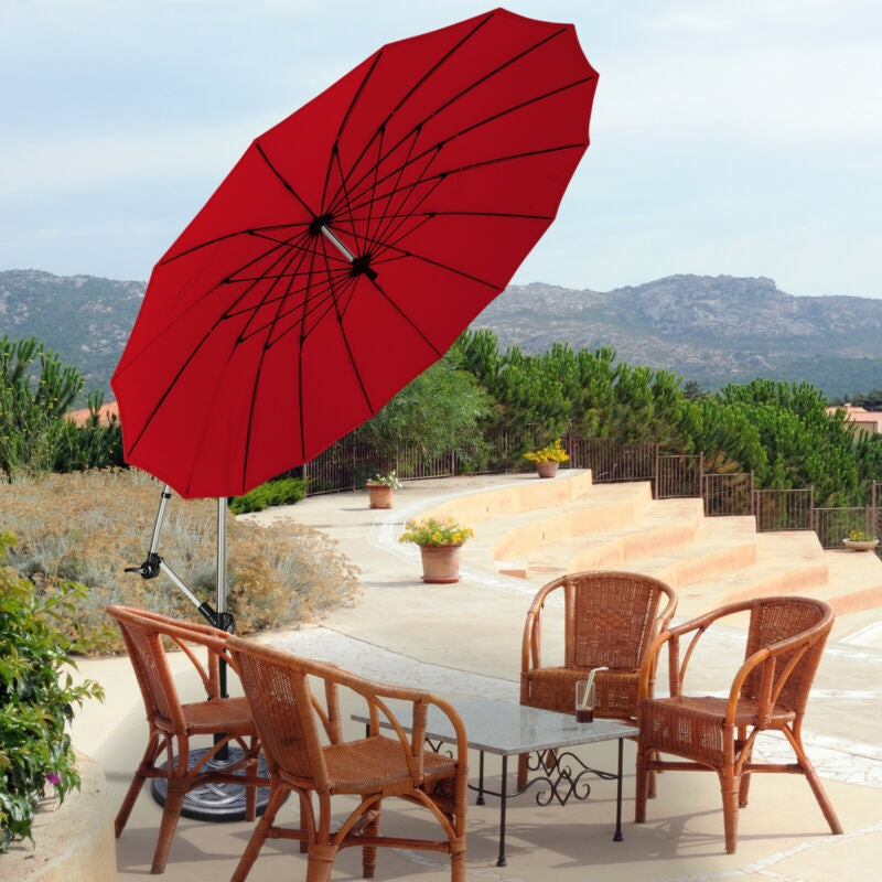 10 Feet Patio Offset Umbrella Market Hanging Umbrella for Backyard Poolside Lawn Garden-Burgundy Kids Crystal