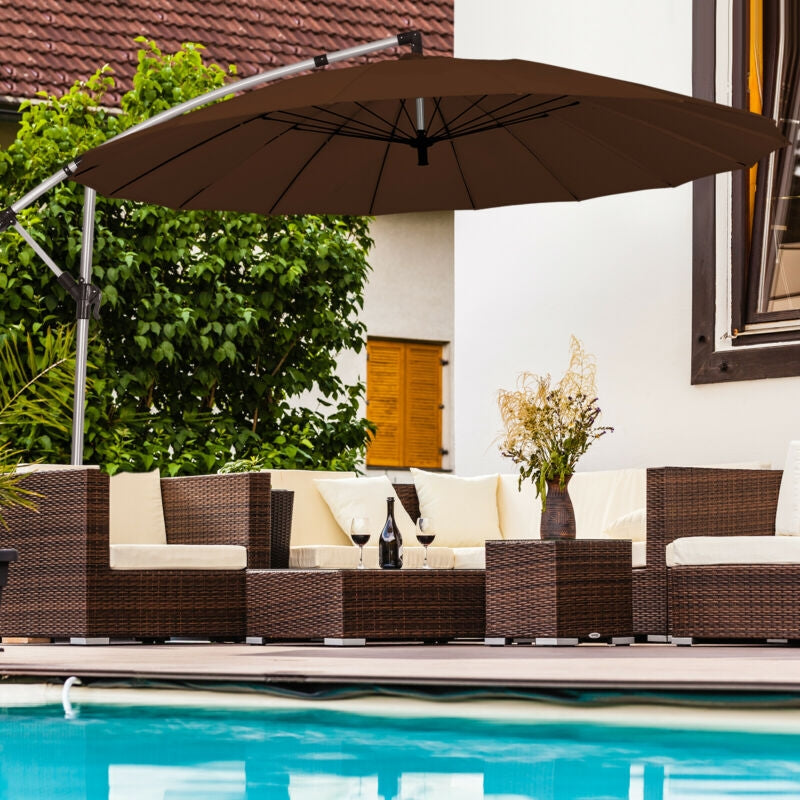 10 Feet Patio Offset Umbrella Market Hanging Umbrella for Backyard Poolside Lawn Garden-Tan Kids Crystal