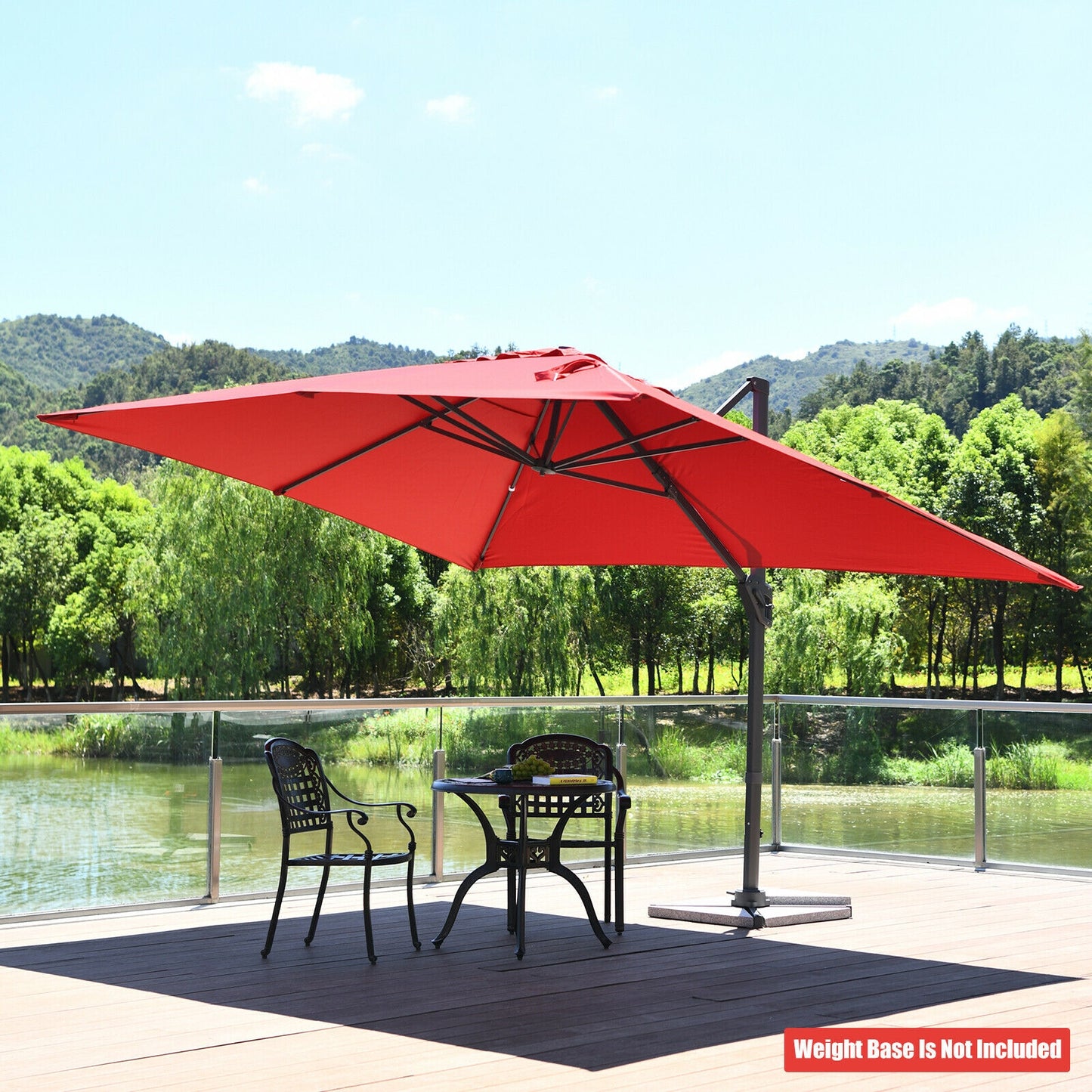 10 x13 Feet Rectangular Cantilever Umbrella with 360° Rotation Function-Wine Kids Crystal