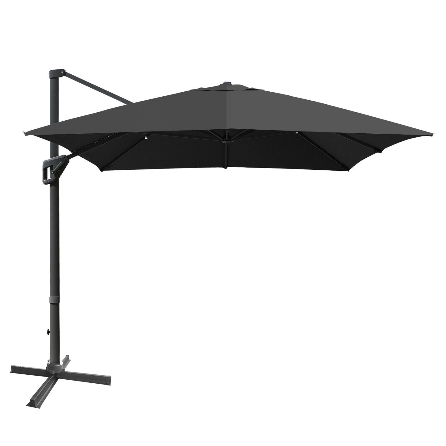 10 x13 Feet Rectangular Cantilever Umbrella with 360° Rotation Function-Gray Kids Crystal