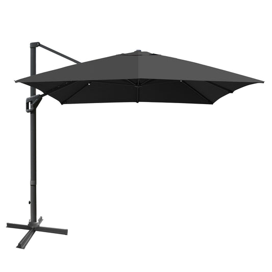 10 x13 Feet Rectangular Cantilever Umbrella with 360° Rotation Function-Gray Kids Crystal