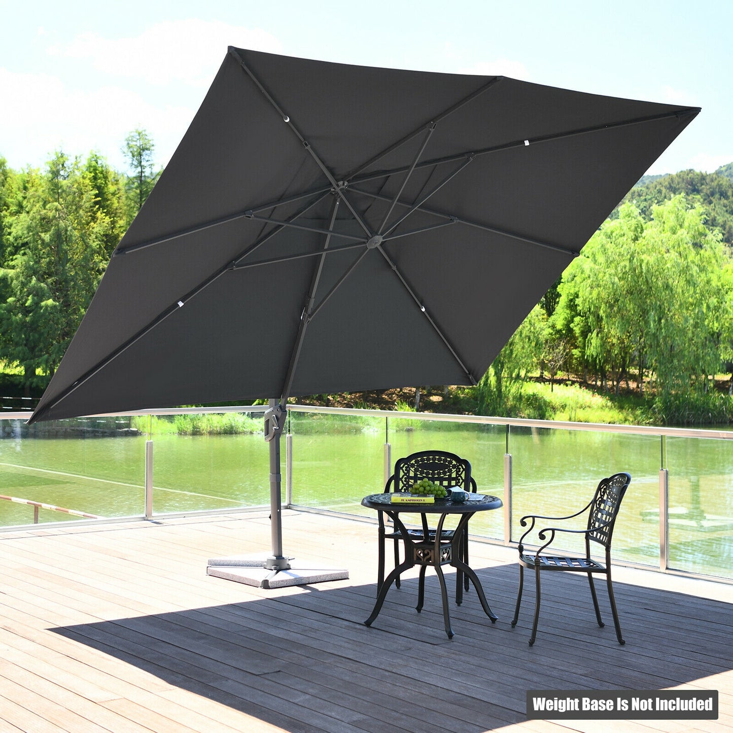 10 x13 Feet Rectangular Cantilever Umbrella with 360° Rotation Function-Gray Kids Crystal