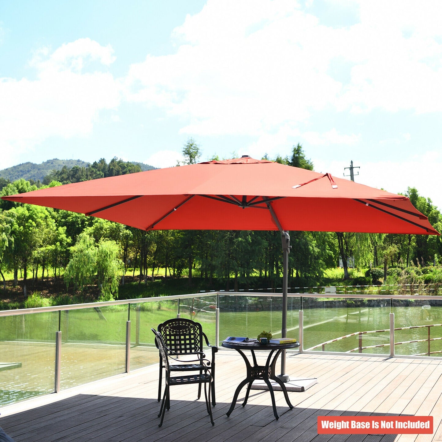 10 x13 Feet Rectangular Cantilever Umbrella with 360° Rotation Function-Orange Kids Crystal